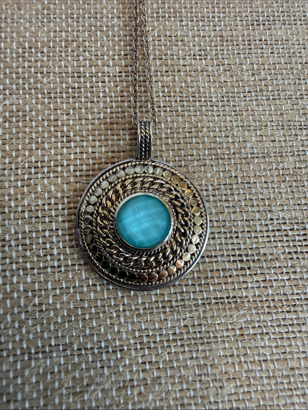 Anna Beck Gold-Tone Pendant with Turquoise Center